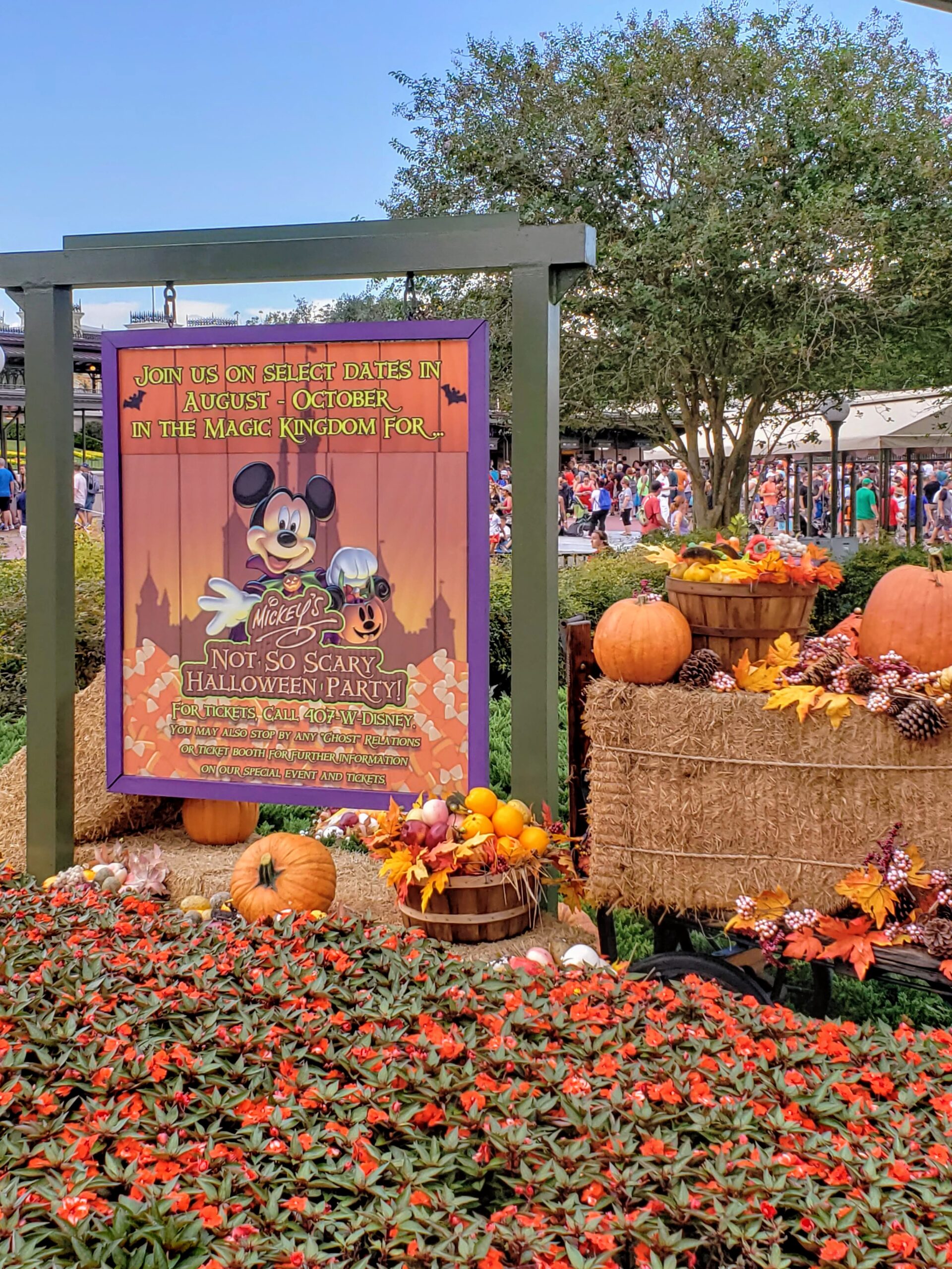 The front entrance of Micky's Not So Scary Halloween Party