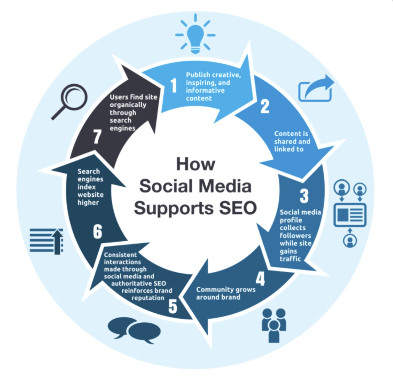 how social media supports seo infographic